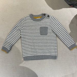 Boden, Kids Sweater, 4-5Y, Grey and White Striped